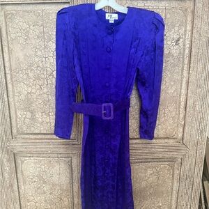 ISH Blue Sheath Dress with Puff Sleeves and Crew Neck